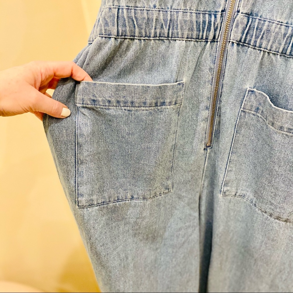 Express x Ladygang Denim Zippered Jumpsuit - Picture 8 of 11